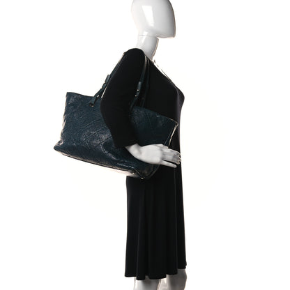 Chanel Glazed Calfskin Large On The Road Tote Dark Blue 2 of 13