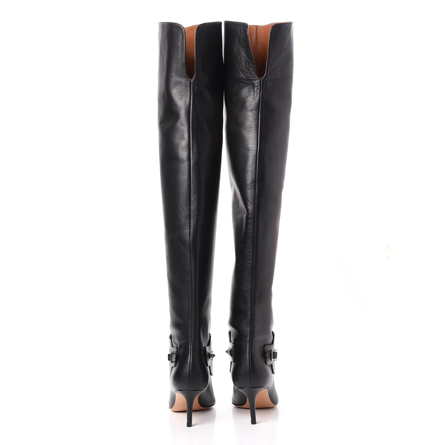 Valentino Garavani Calfskin Rockstud Over The Knee Boots 36.5 Black 4 of 7