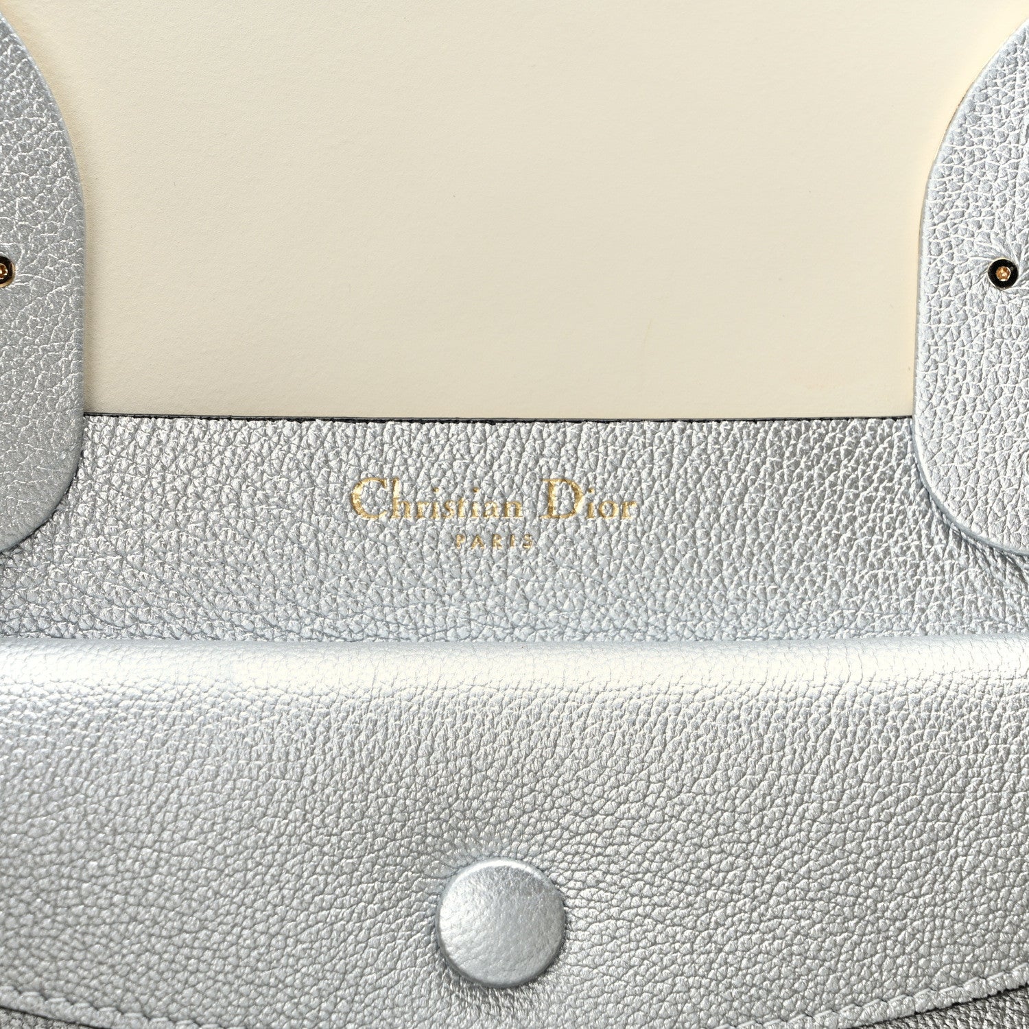 Christian Dior Metallic Supple Grained Calfskin Medium Open Bar Tote Silver 6 of 10