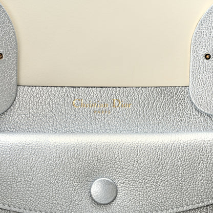 Christian Dior Metallic Supple Grained Calfskin Medium Open Bar Tote Silver 6 of 10