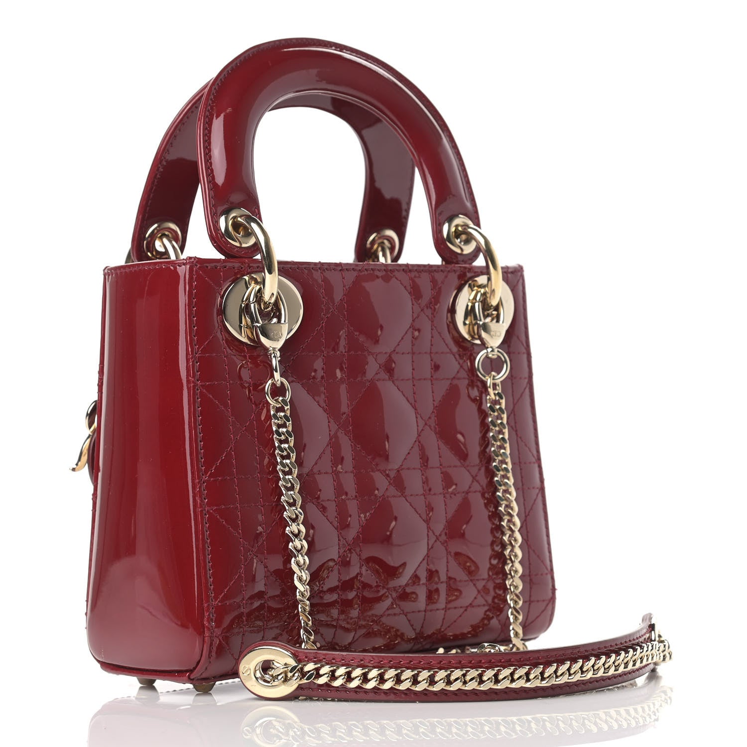 Christian Dior Patent Cannage Mini Lady Dior Red 3 of 10