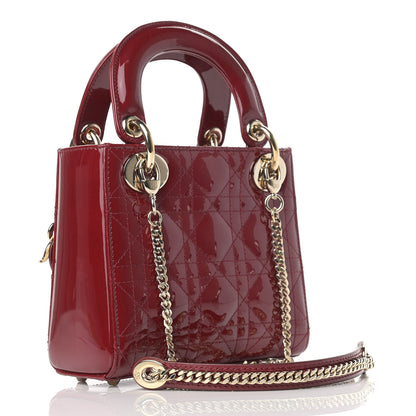 Christian Dior Patent Cannage Mini Lady Dior Red 3 of 10