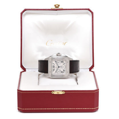 Cartier Stainless Steel Alligator 41mm Santos 100 Chronograph Automatic Watch Brown 5 of 5