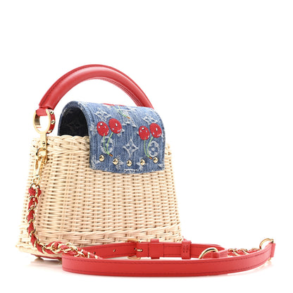 Louis Vuitton LV X TM Rattan Denim Calfskin Cerises Capucines Mini 3 of 10