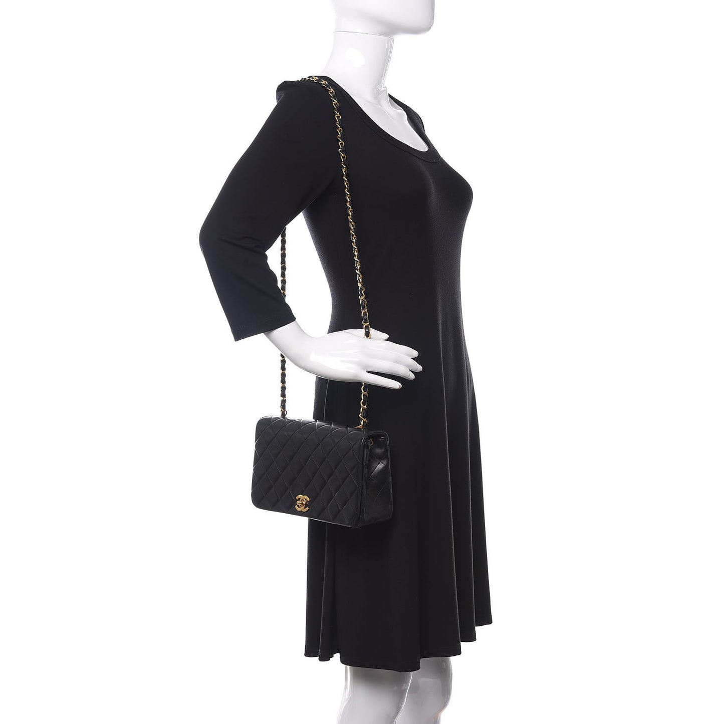 Lambskin Quilted Small Single Flap Bag Black