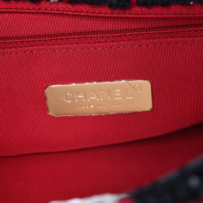 Chanel Tweed Quilted Large Chanel 19 Flap Navy Blue White Red 6 of 12