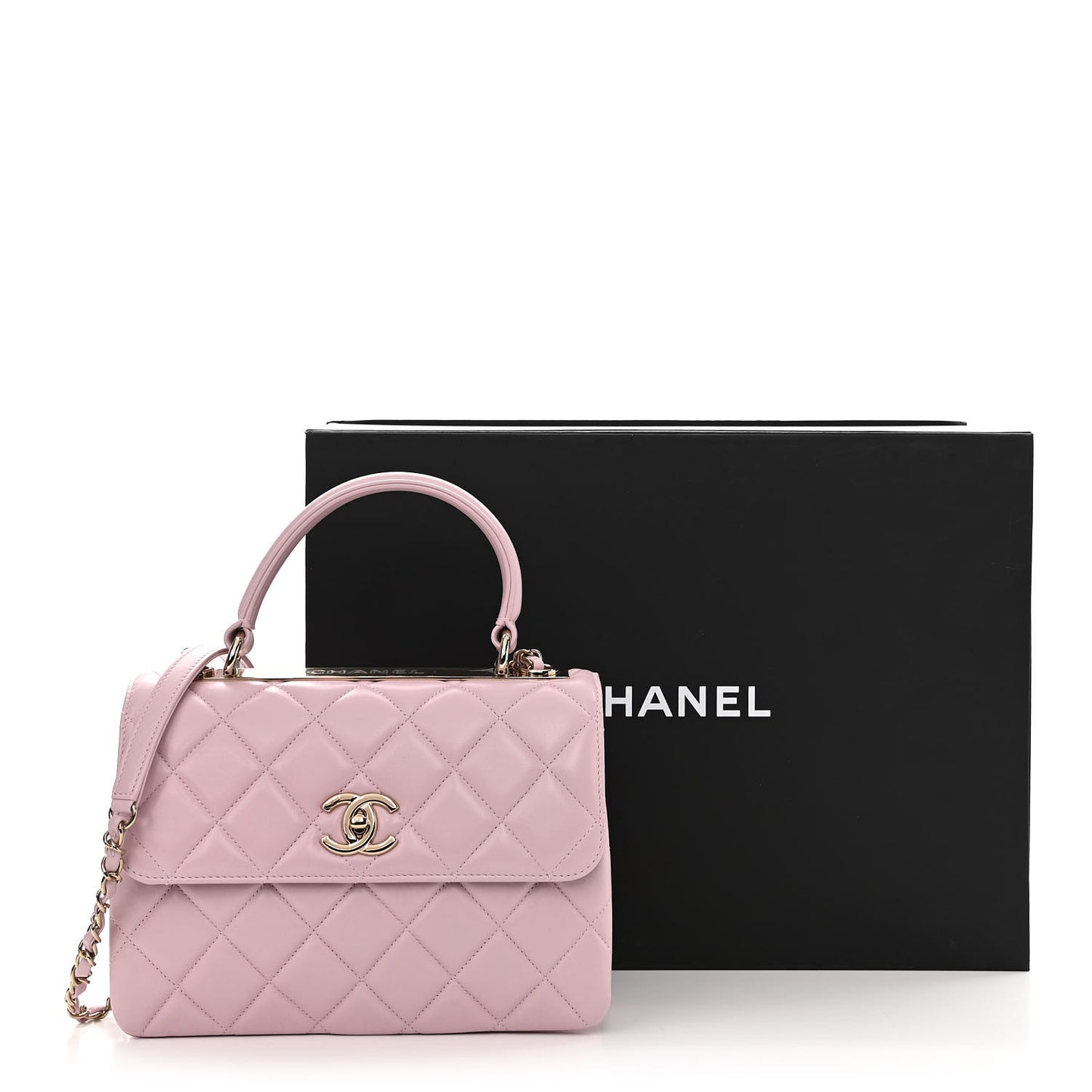 Lambskin Quilted Small Trendy CC Flap Dual Handle Bag Light Pink