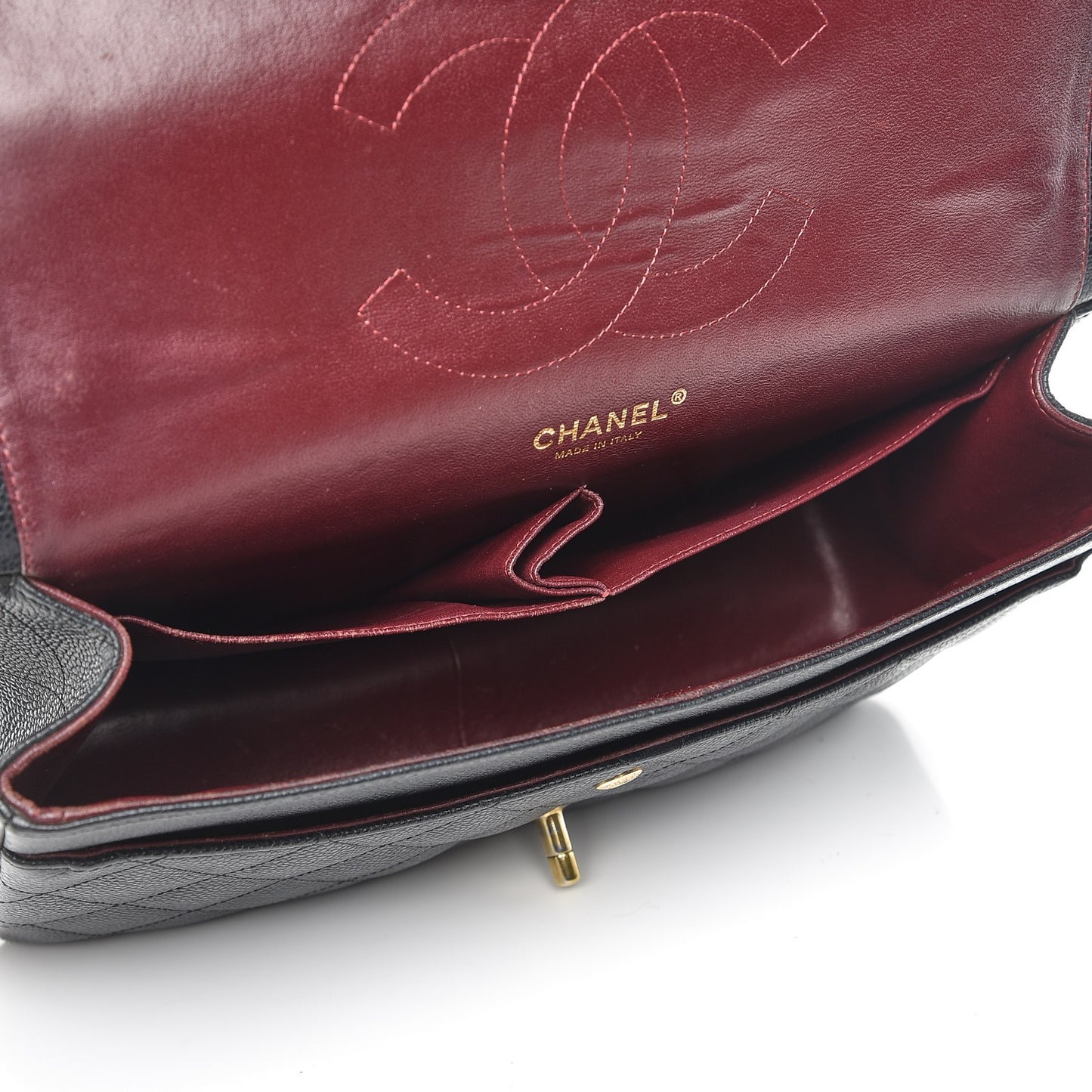 Caviar Quilted Jumbo Double Flap Black