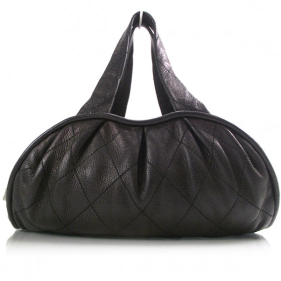 Leather Quilted Bowler Black