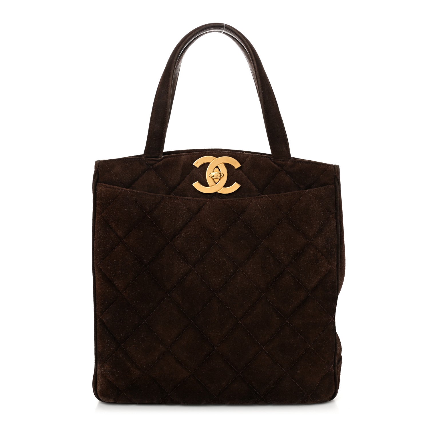 Chanel Suede Quilted Tote Tote Brown 1 of 11