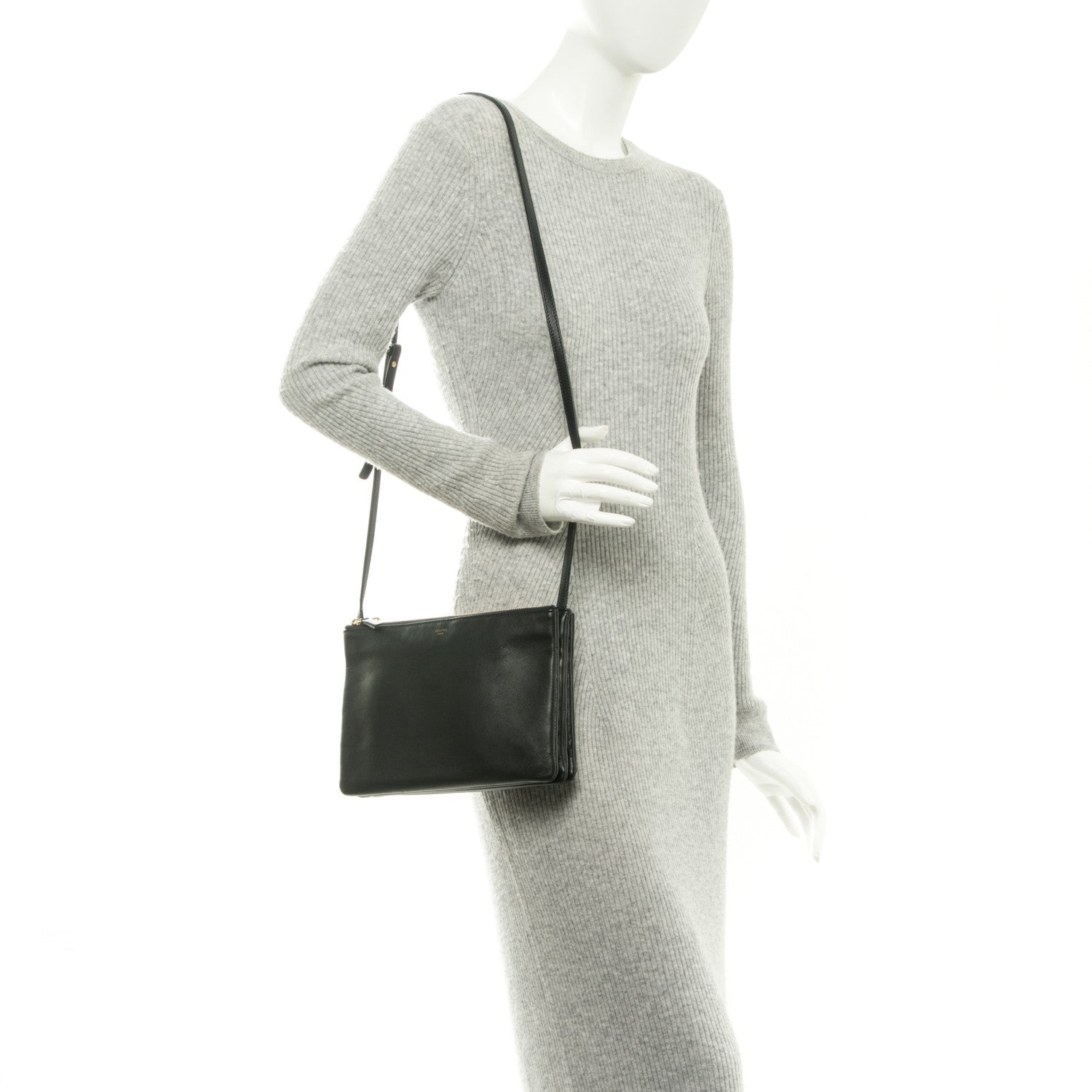 Celine Lambskin Large Trio Crossbody Bag Navy Blue 2 of 7