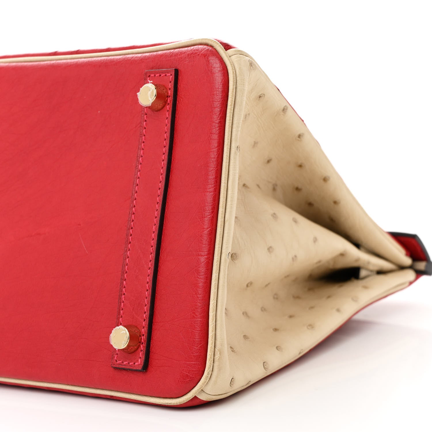 Hermes Ostrich Horseshoe Birkin 30 Rouge Vif Parchemin 10 of 14