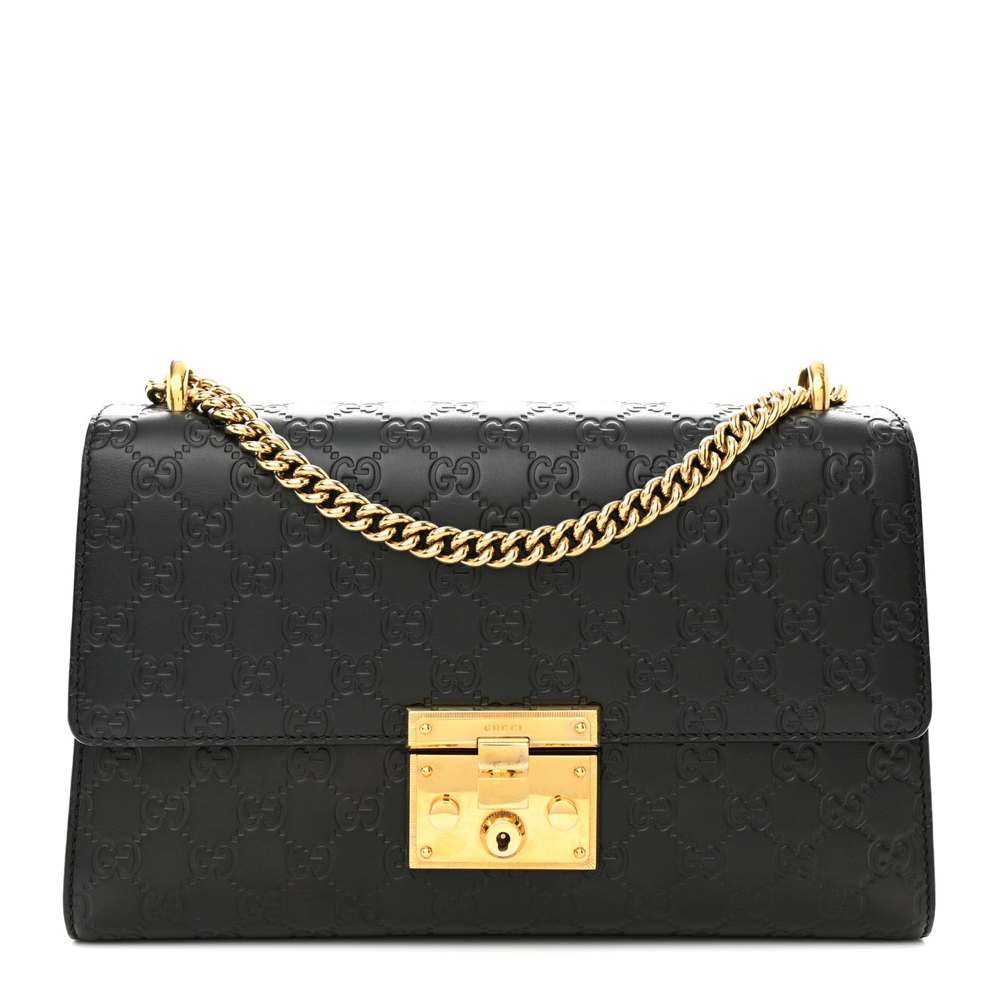 Guccissima Medium Padlock Shoulder Bag Black