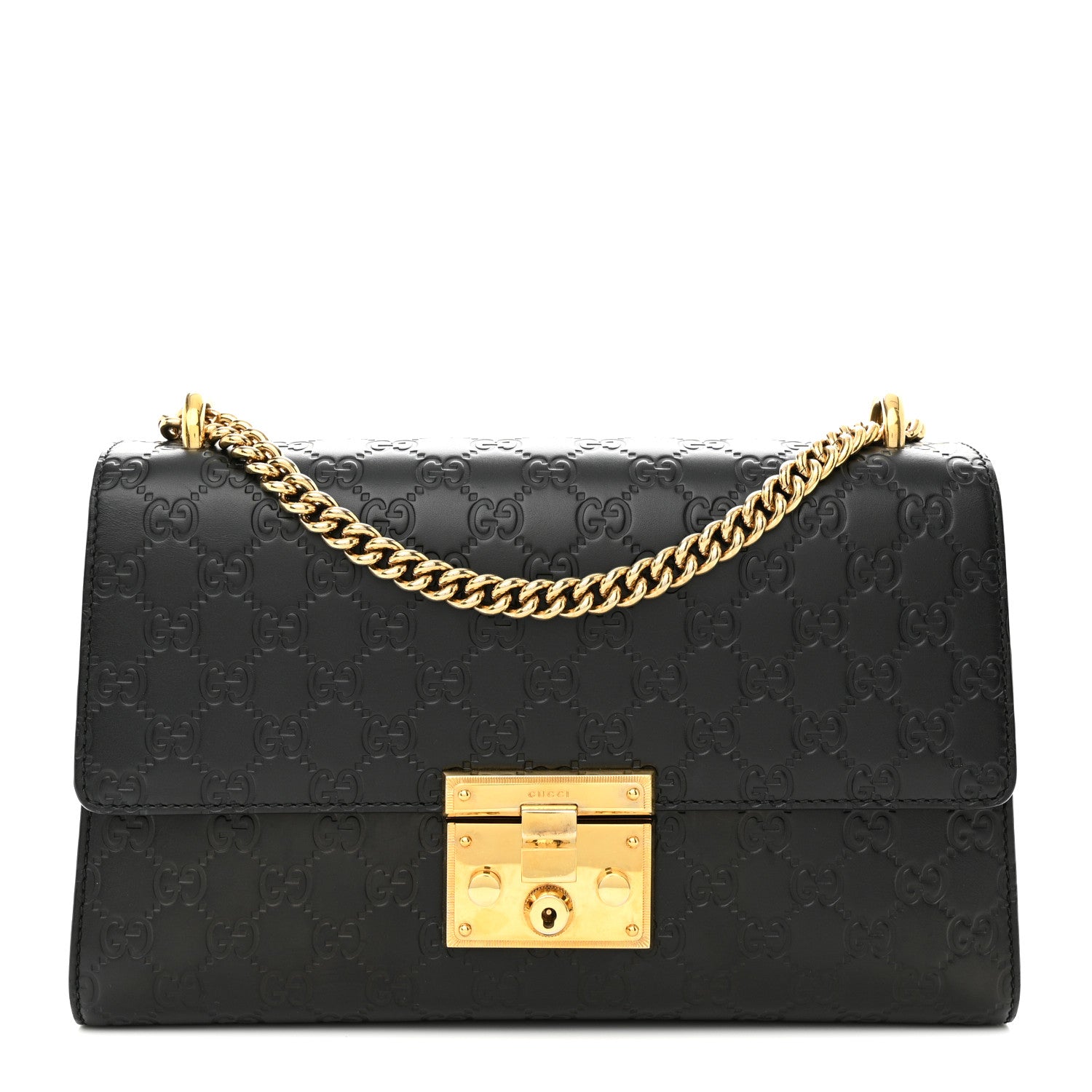 Gucci Guccissima Medium Padlock Shoulder Bag Black 1 of 13