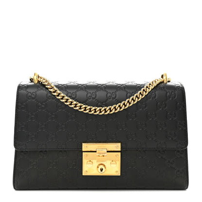 Gucci Guccissima Medium Padlock Shoulder Bag Black 1 of 13