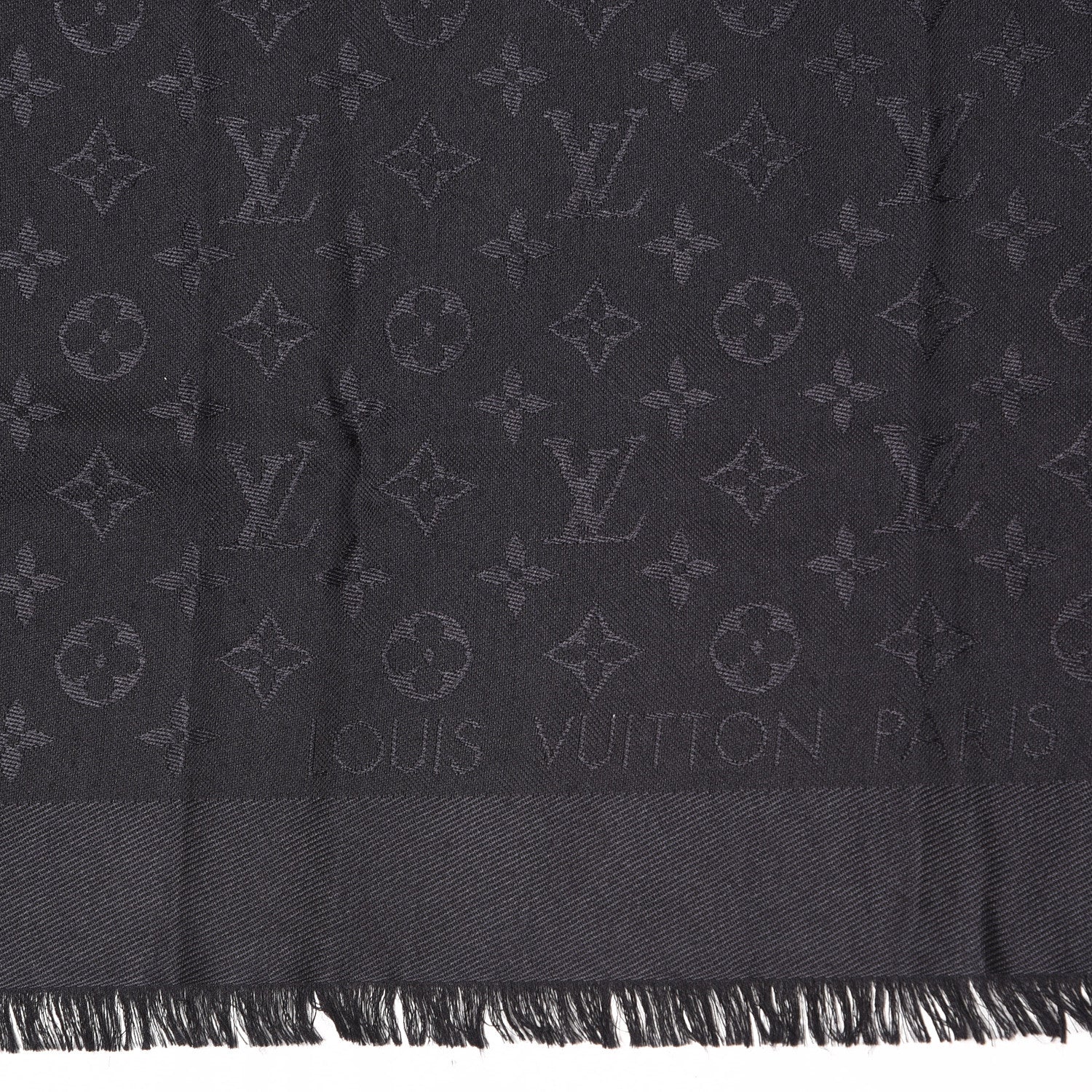 Louis Vuitton Wool Silk Monogram Shawl Black 2 of 4