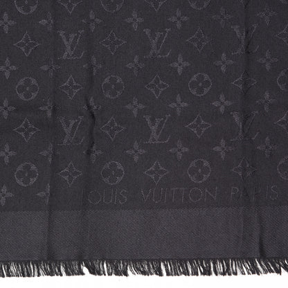 Louis Vuitton Wool Silk Monogram Shawl Black 2 of 4