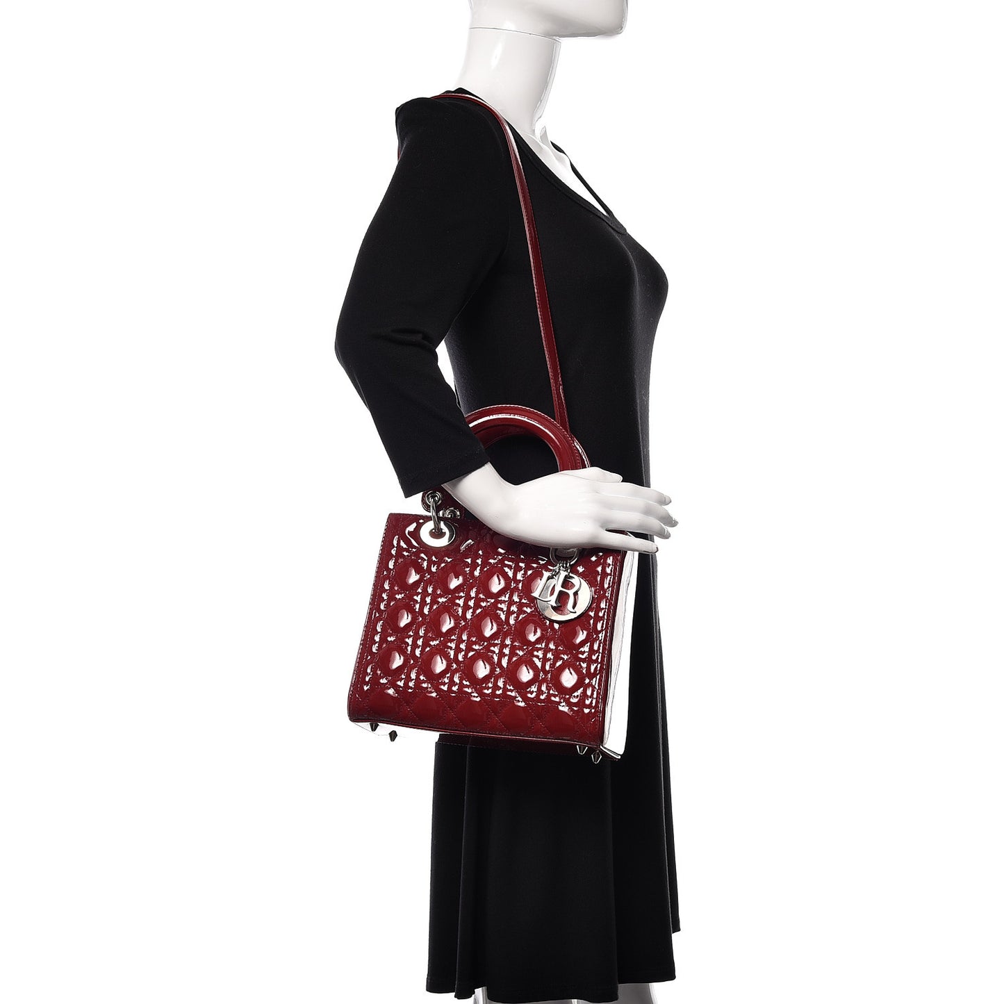 Patent Cannage Medium Lady Dior Red