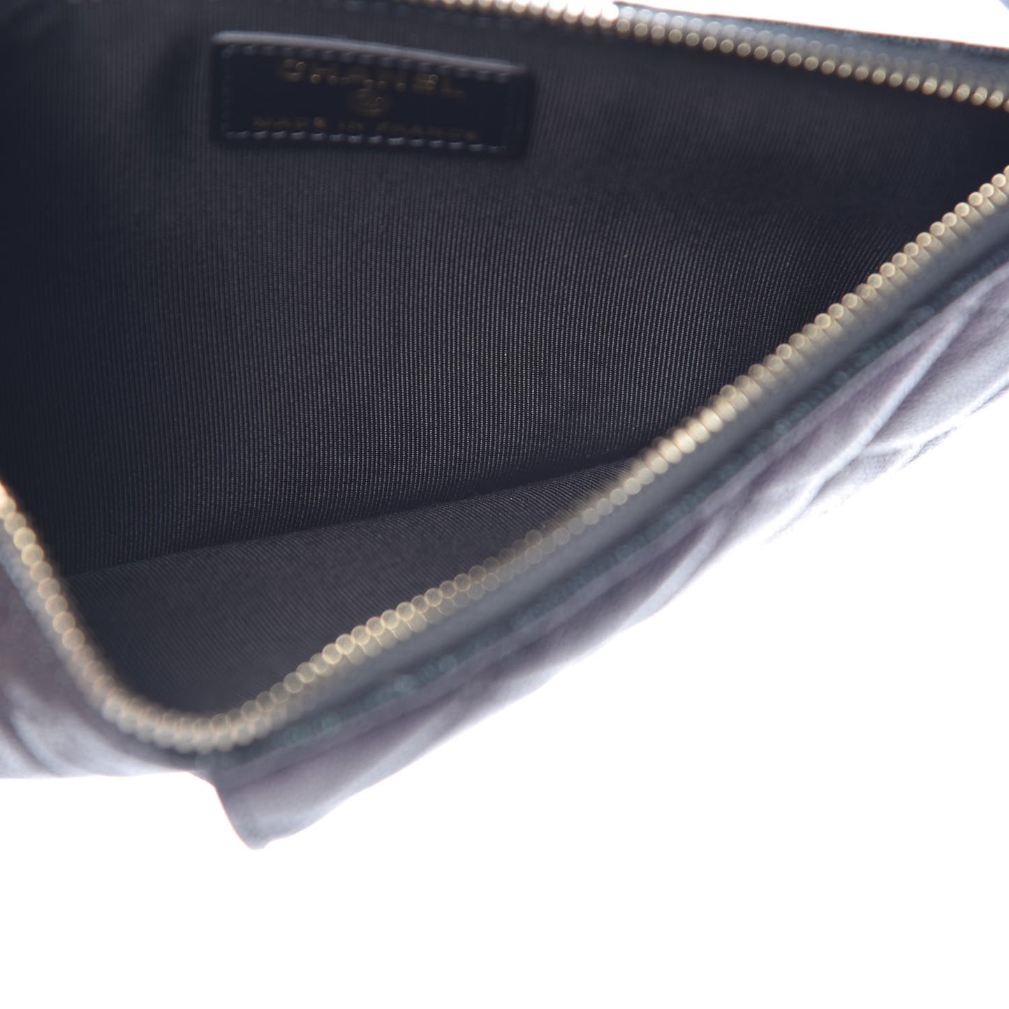 Iridescent Caviar Quilted Classic Flat Wallet Pouch Black