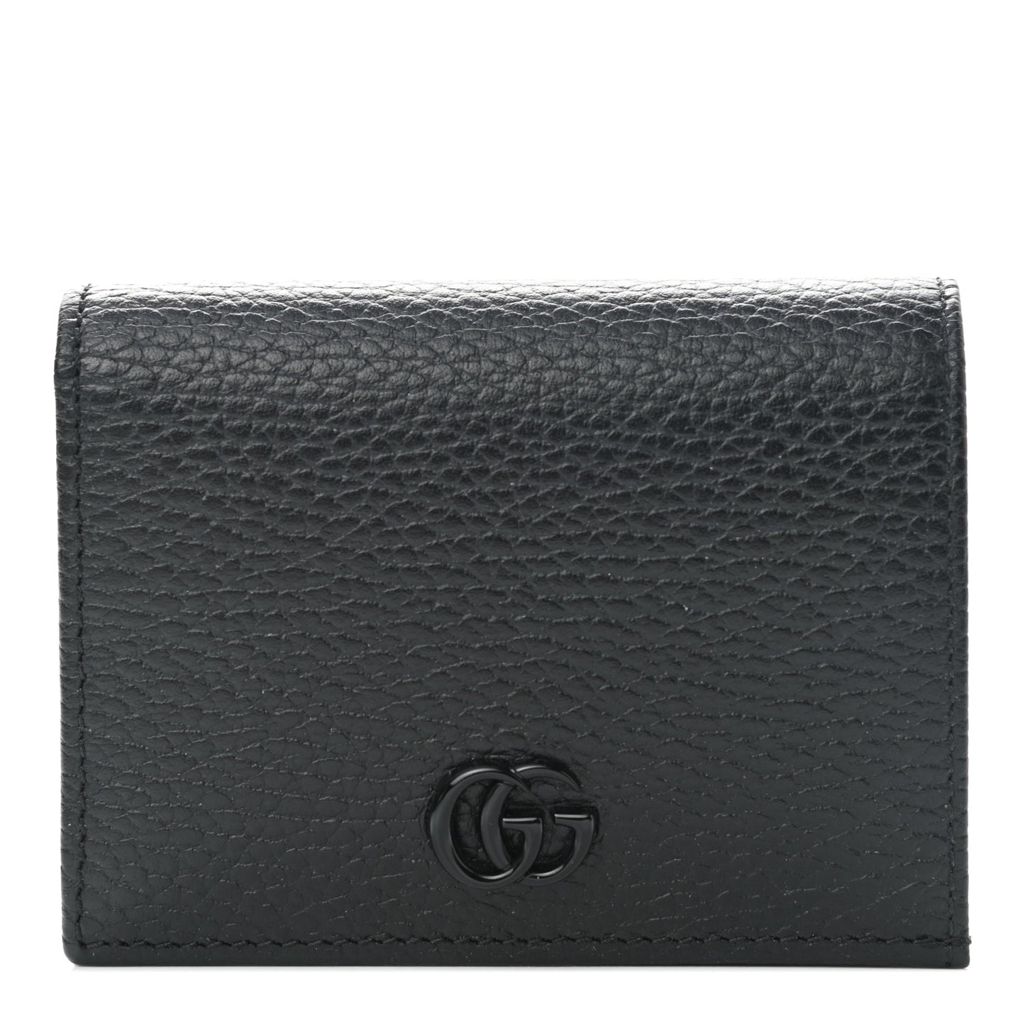 Dollar Calfskin Enamel Monochrome GG Marmont Card Case Black