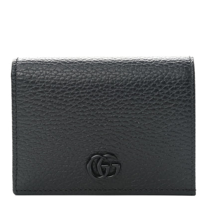 Gucci Dollar Calfskin Enamel Monochrome GG Marmont Card Case Black 1 of 7