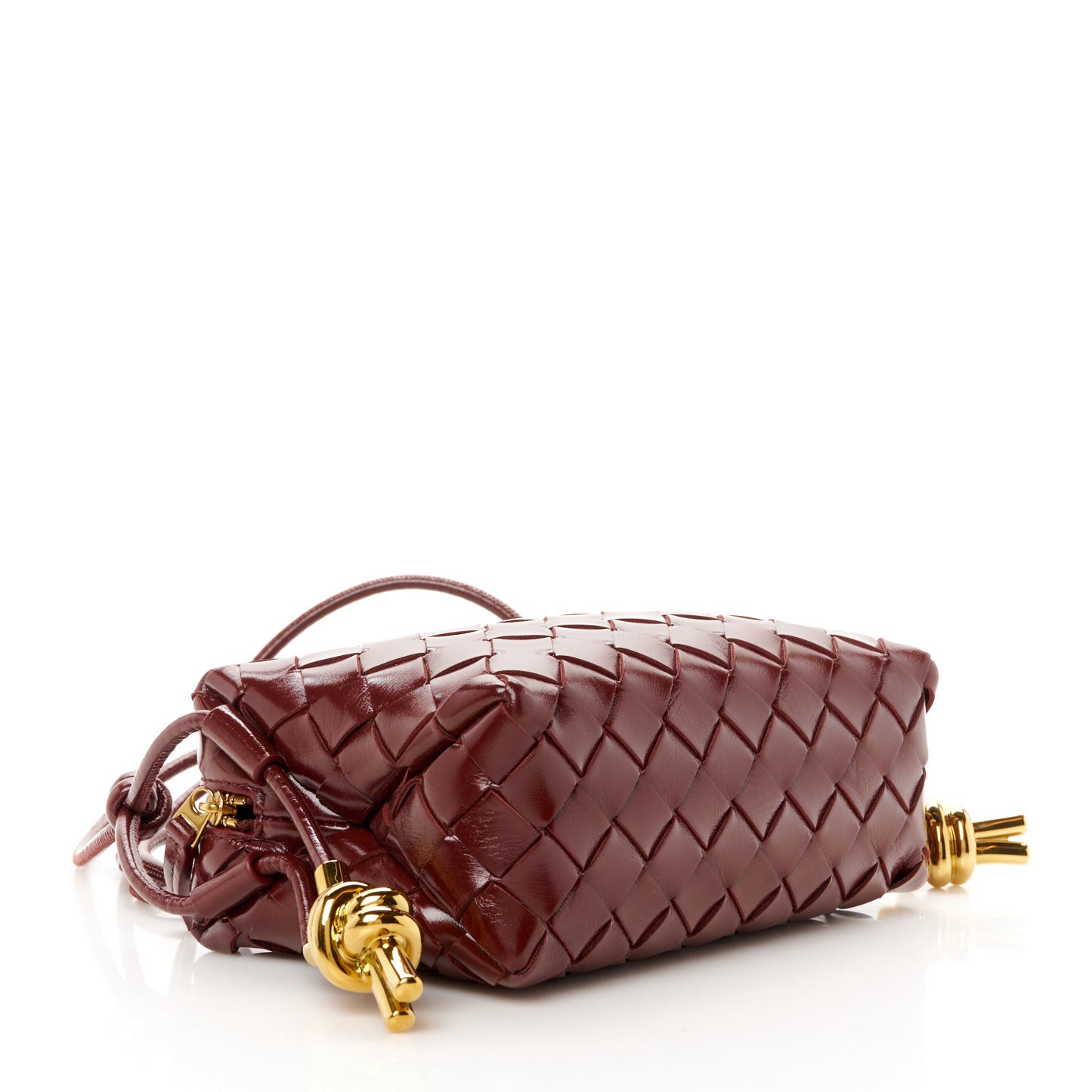 Polished Nappa Intrecciato Knot Mini Loop Camera Bag Madder Brown