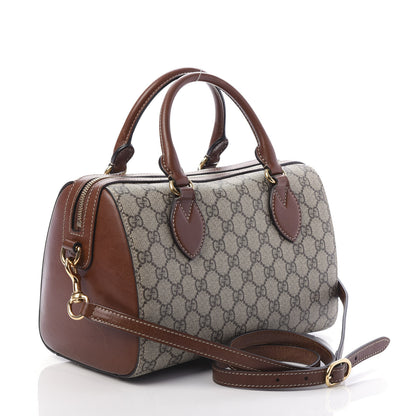 Gucci GG Supreme Monogram Cuoio Toscano Small Boston Beige Ebony Cuir 4 of 12