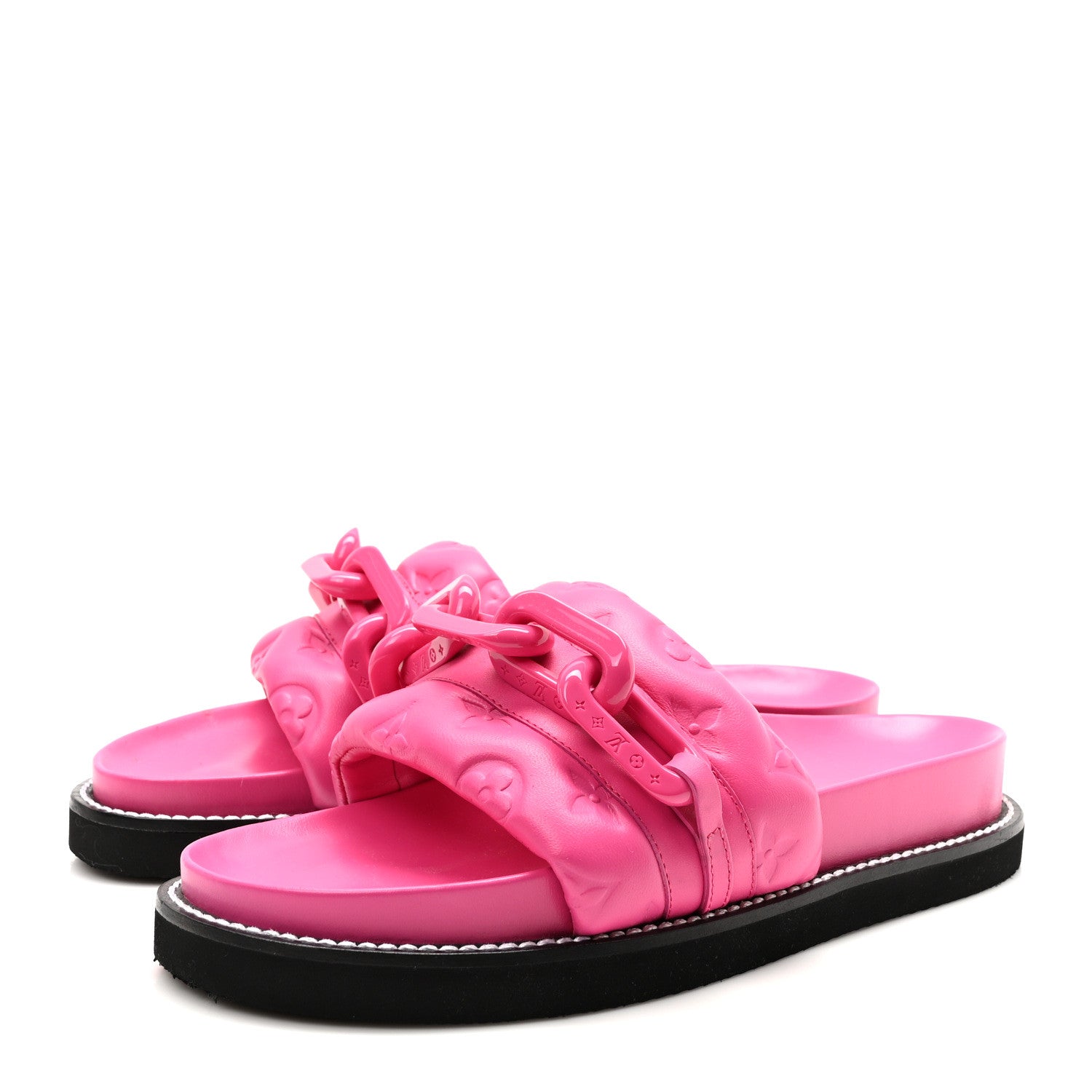 Louis Vuitton Calfskin Embossed Monogram Sunset Flat Comfort Mule 40 Rose Pop 4 of 8