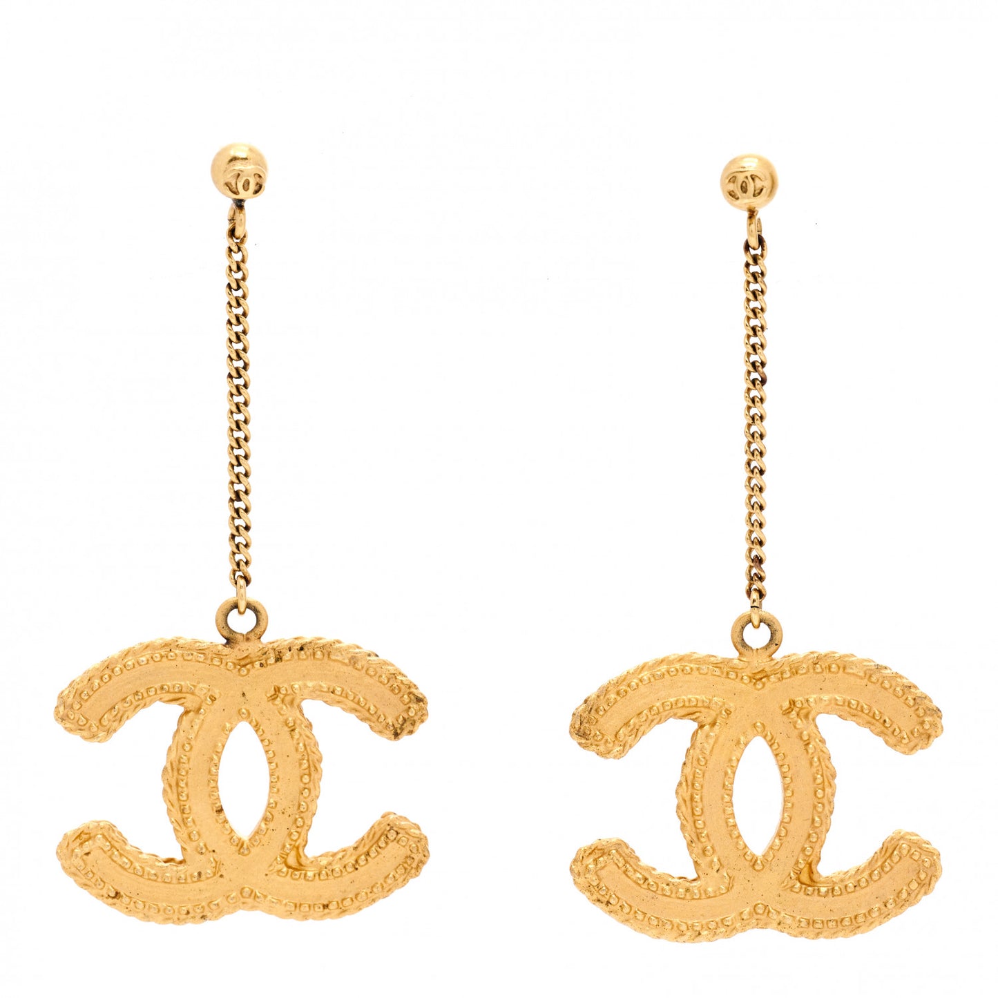CC Drop Earrings Matte Gold