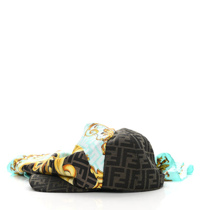 Fendi X VERSACE Silk FF Baroque Fendace Foulard Cap 59 Gold 5 of 11