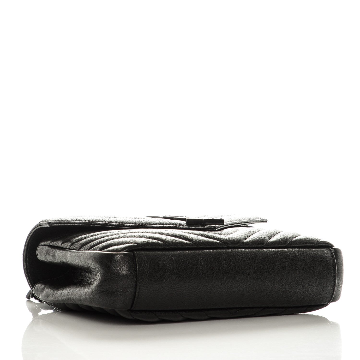 Saint Laurent Sheepskin Matelasse Chevron Monogram Medium College Bag Black 4 of 6