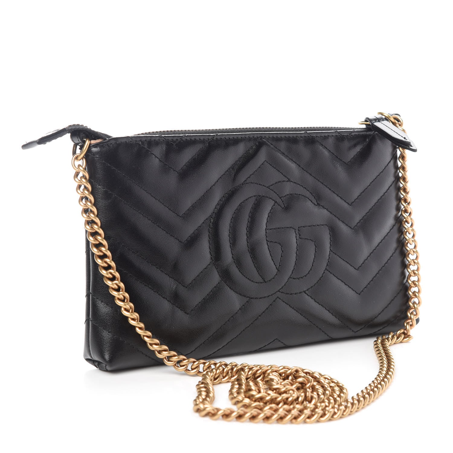 Gucci Calfskin Matelasse Mini GG Marmont Chain Bag Black 3 of 11