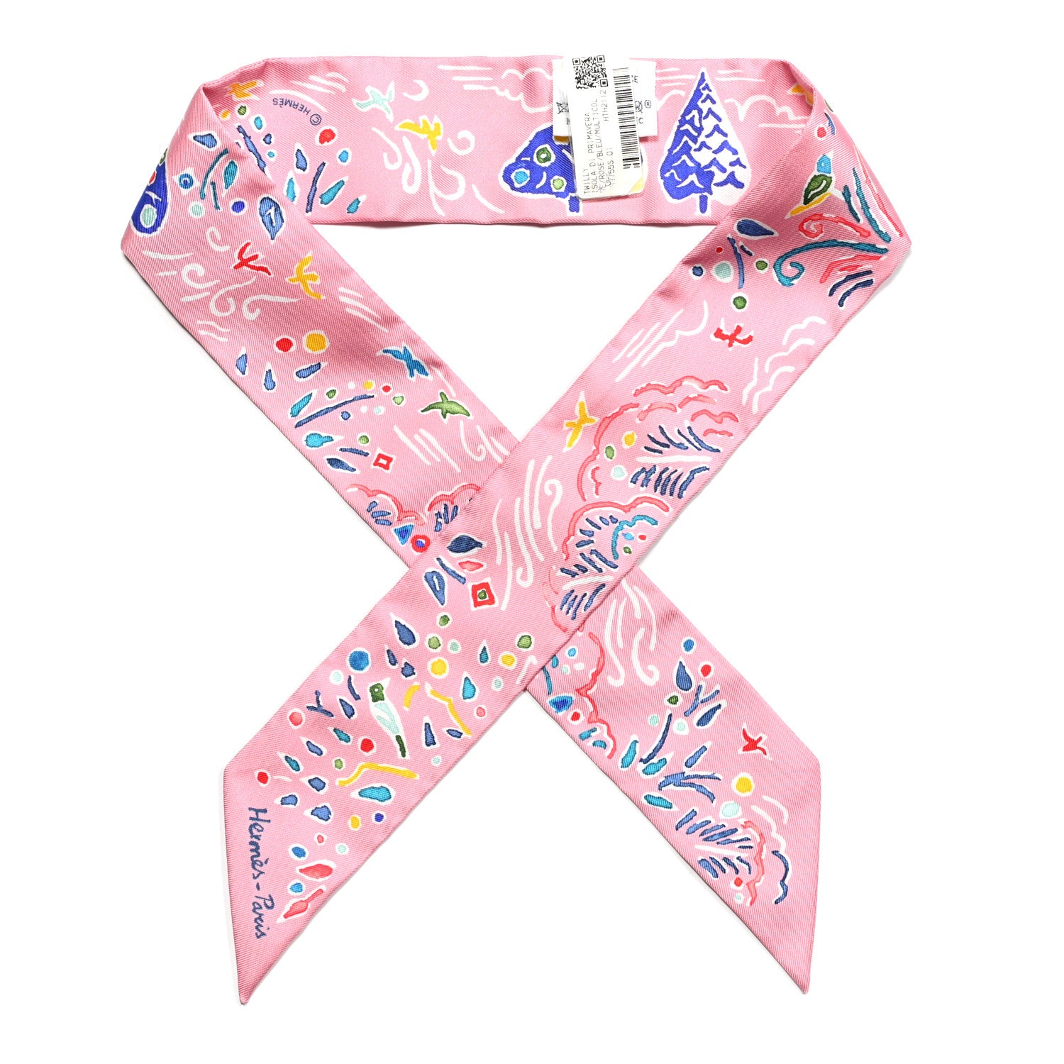 Hermes Silk Isola Di Primavera Twilly Rose Bleu Multicolor 1 of 4