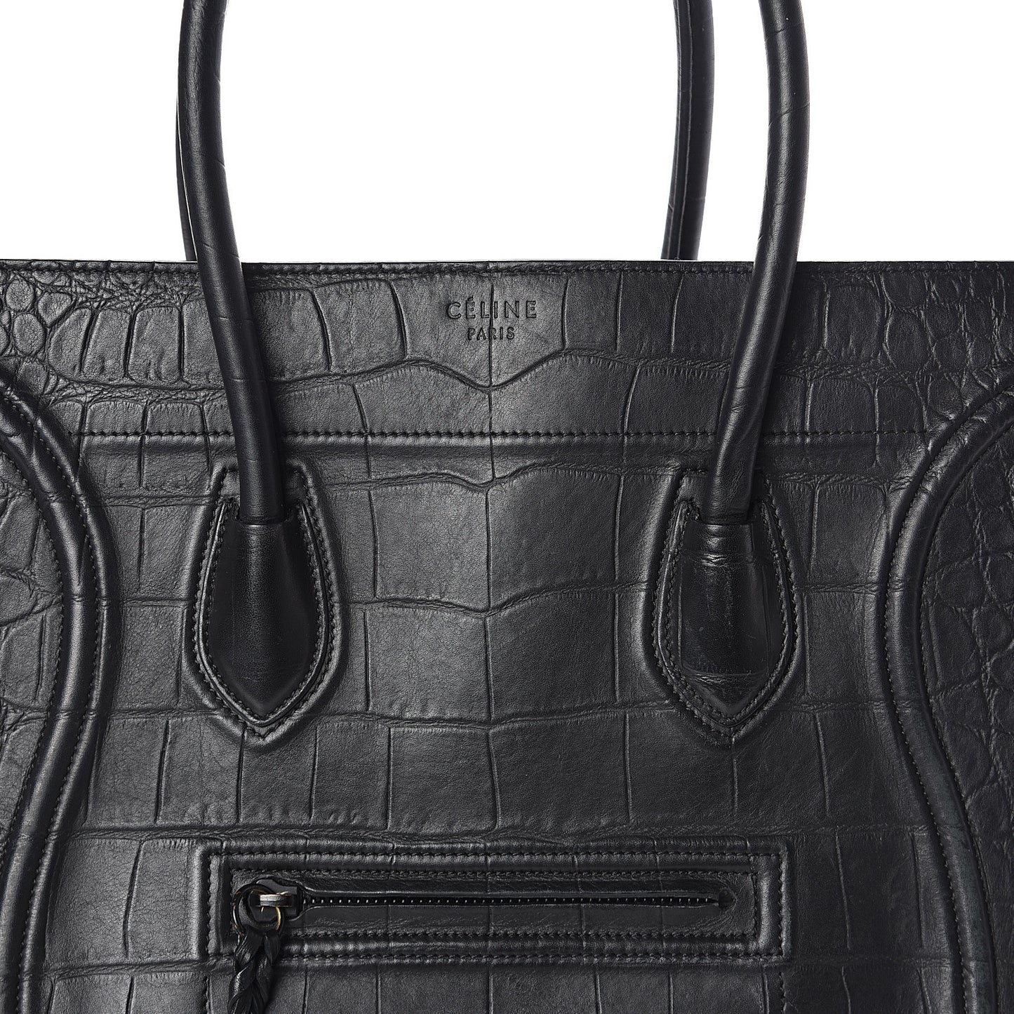 Crocodile Embossed Calfskin Medium Phantom Luggage Black
