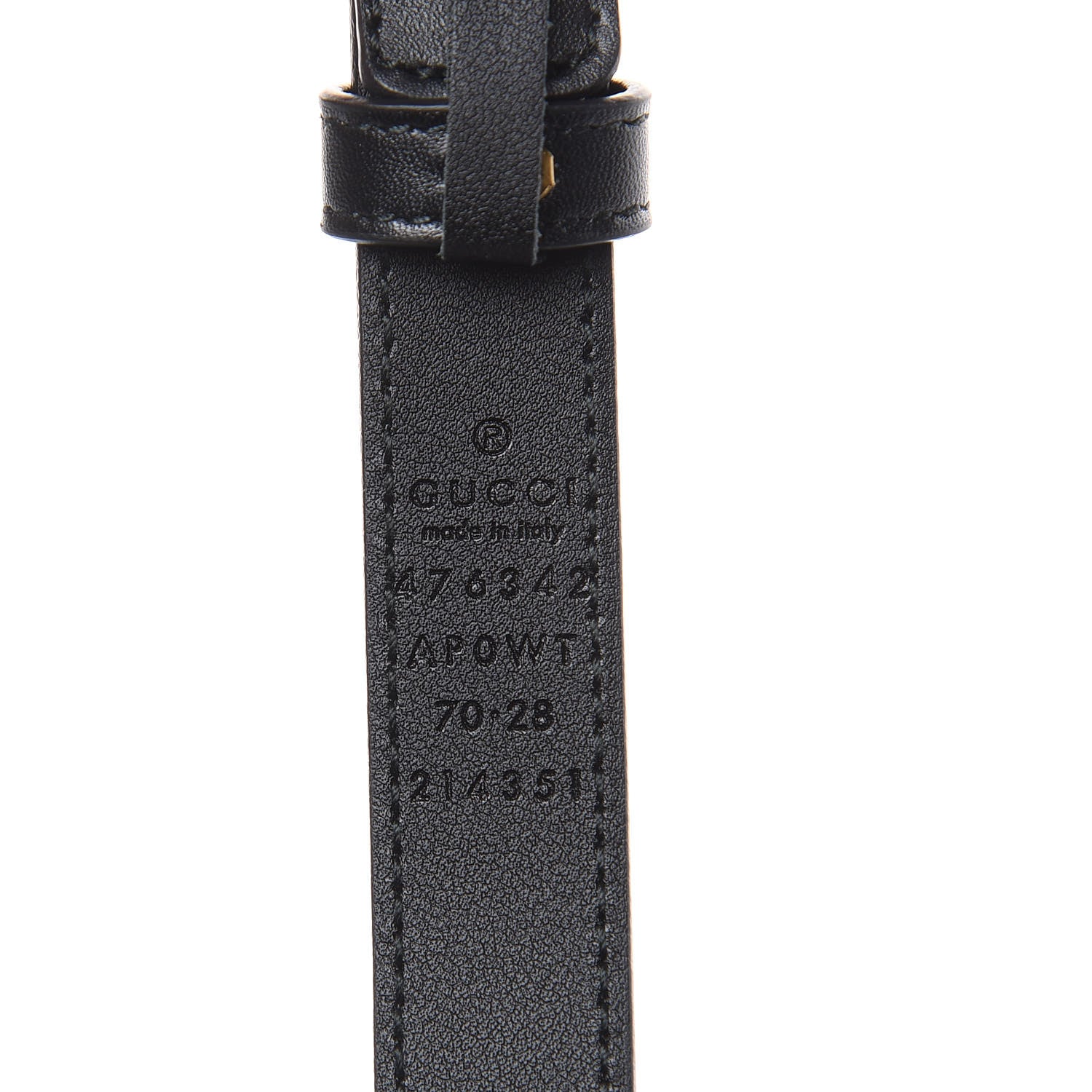 Gucci Calfskin Pearl Double G 20mm Belt 70 28 Black Cream 6 of 6