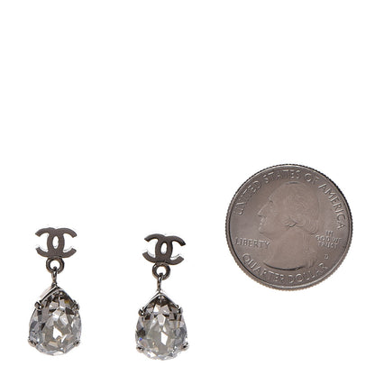Chanel Crystal CC Drop Earrings Silver 2 of 5