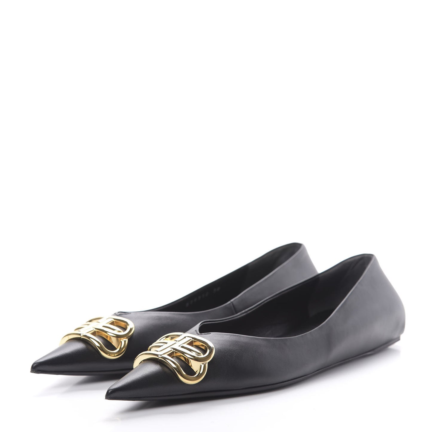 Calfskin BB Knife Pointy Toe Ballerina Flats 38 Black