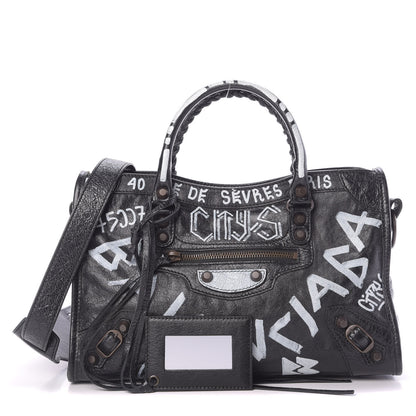 Balenciaga Agneau Classic Hardware Graffiti All Over S City Black 1 of 12