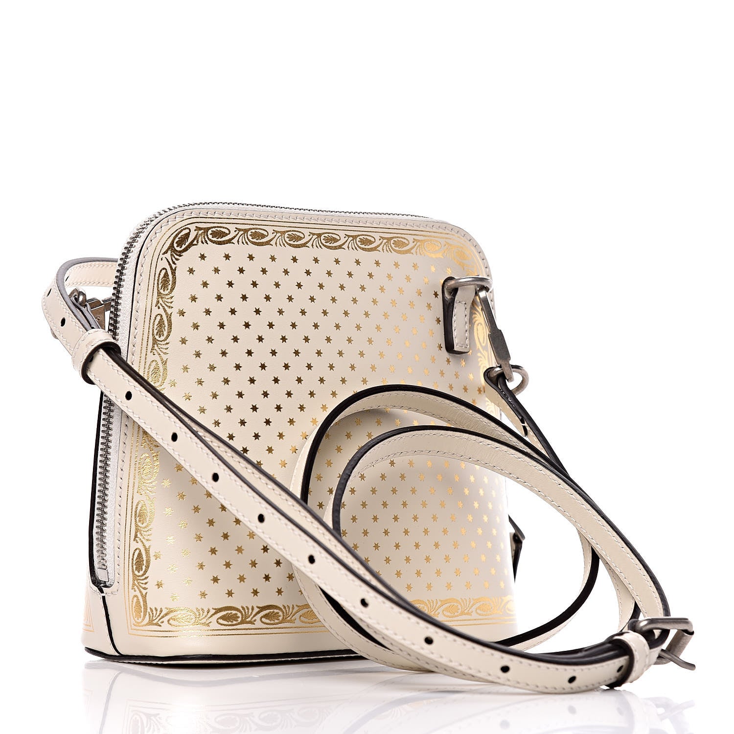 Gucci X SEGA Calfskin GUCCY Stars Mini Dome Shoulder Bag Mystic White Gold 4 of 10