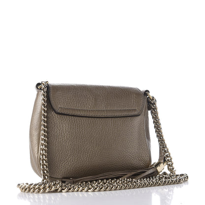 Gucci Metallic Pebbled Calfskin Small Soho Flap Crossbody Golden Beige 2 of 12