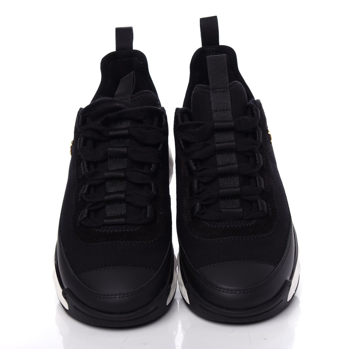 Velvet Calfskin Mixed Fibers CC Sneakers 37 Black