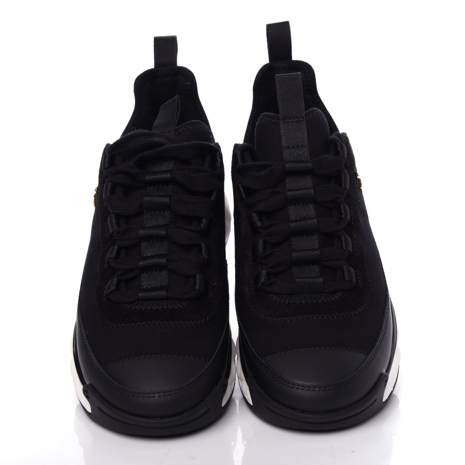 Chanel Velvet Calfskin Mixed Fibers CC Sneakers 37 Black 5 of 11