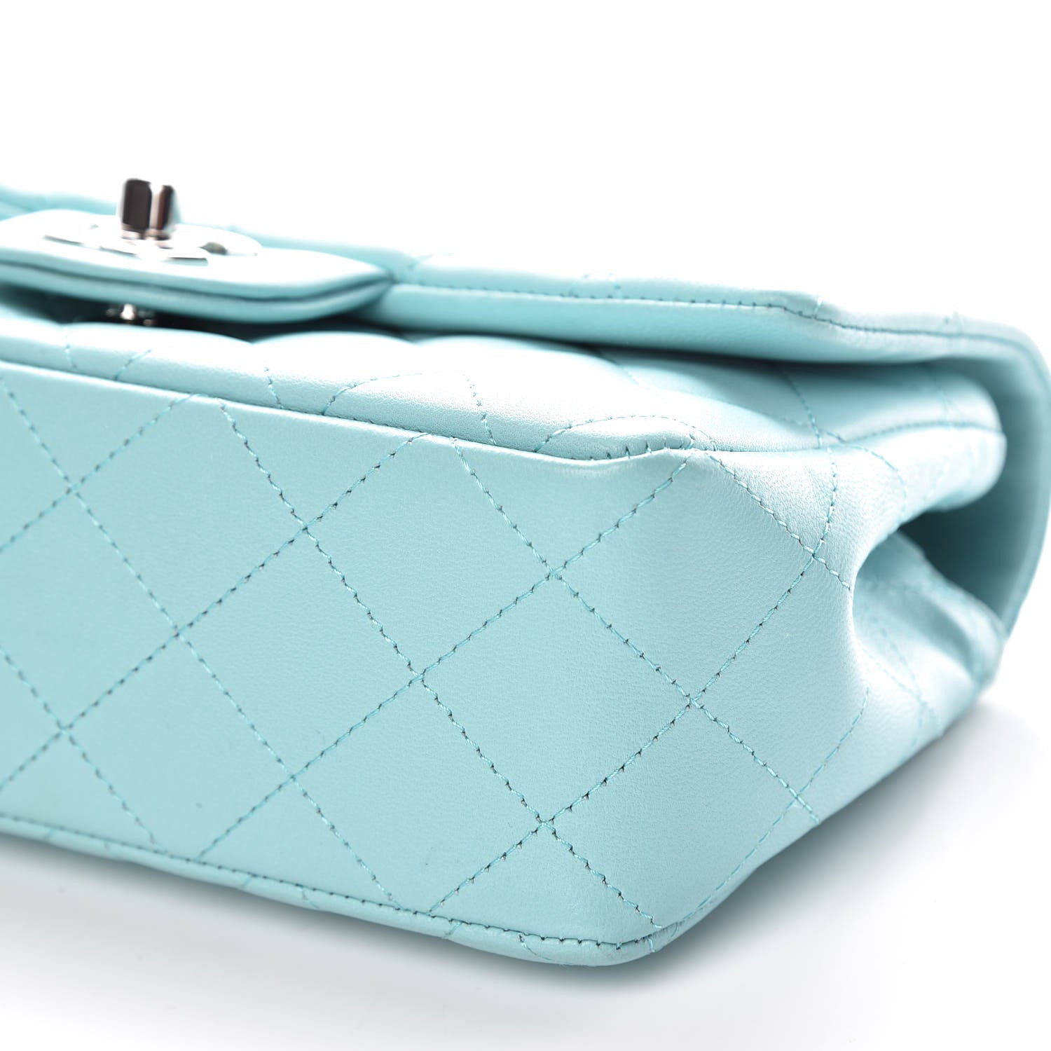 Chanel Lambskin Quilted Mini Rectangular Flap Light Blue 6 of 11