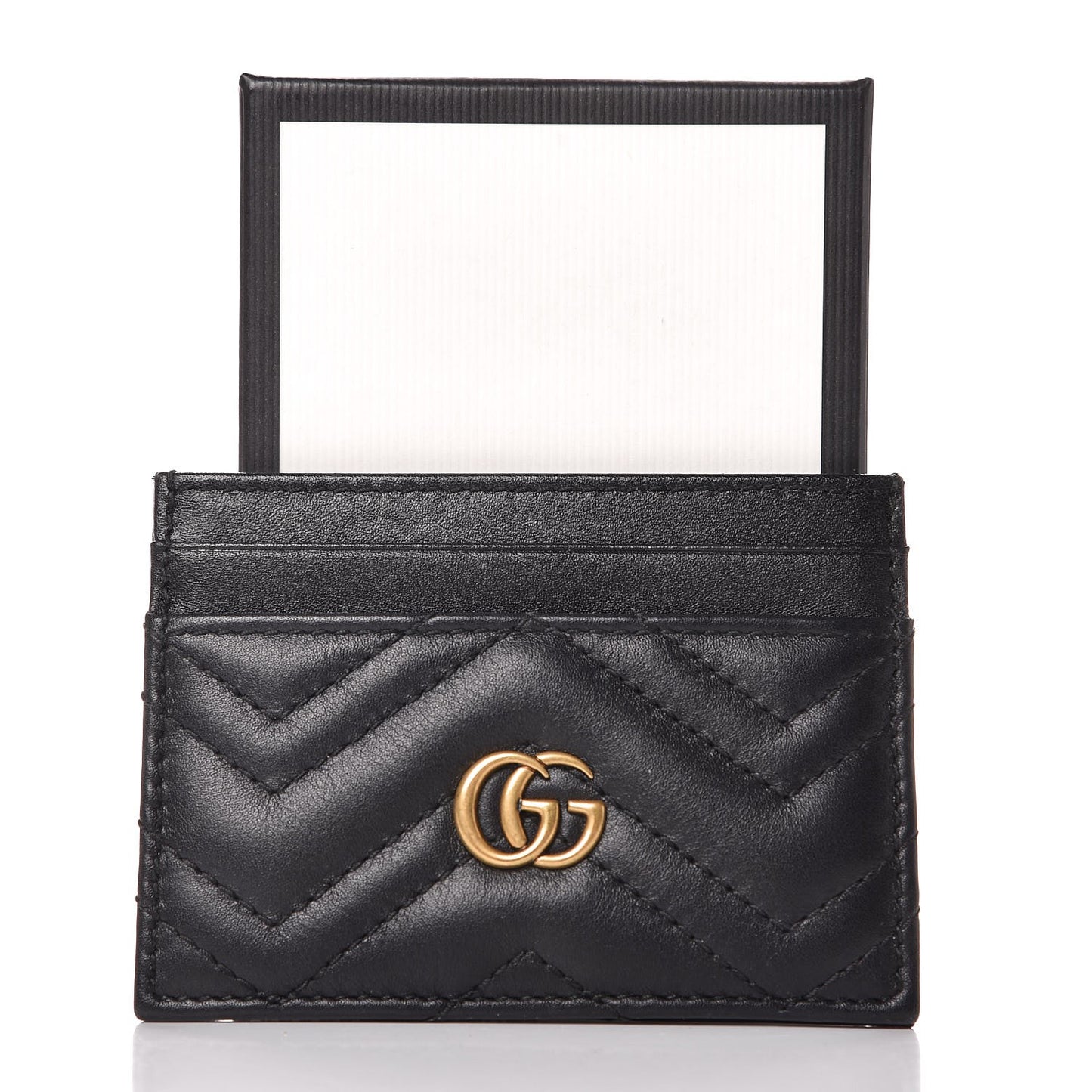 Calfskin Matelasse GG Marmont Card Holder Black