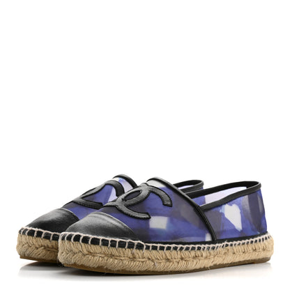Chanel Mesh Grosgrain CC Espadrilles 37 Purple Black 4 of 9