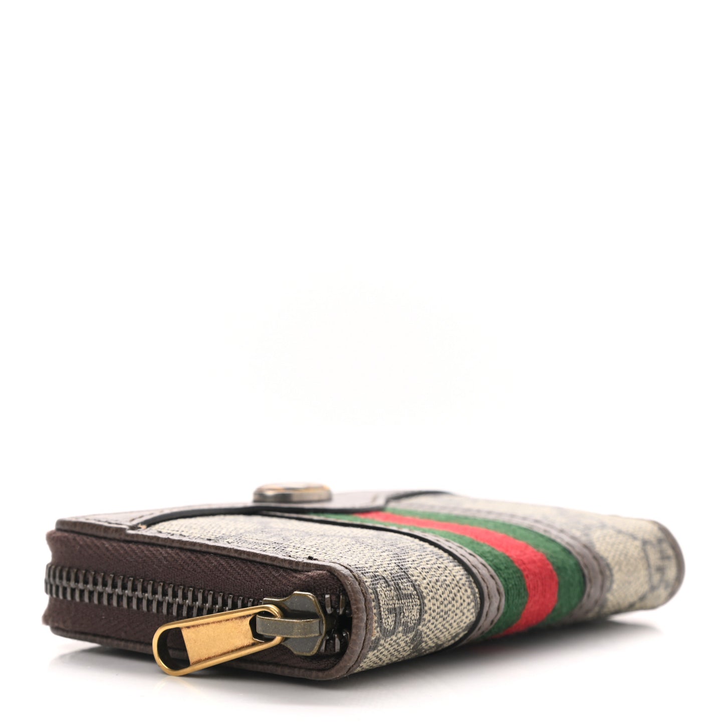 GG Supreme Web Ophidia Zip Around Card Case Brown