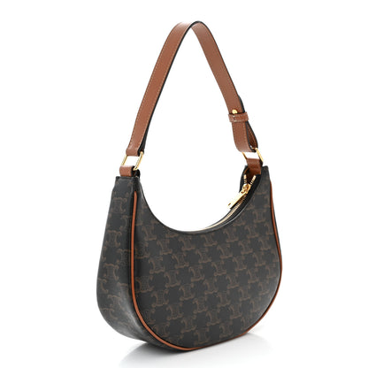 Celine Triomphe Canvas Calfskin Ava Shoulder Bag Tan 3 of 10
