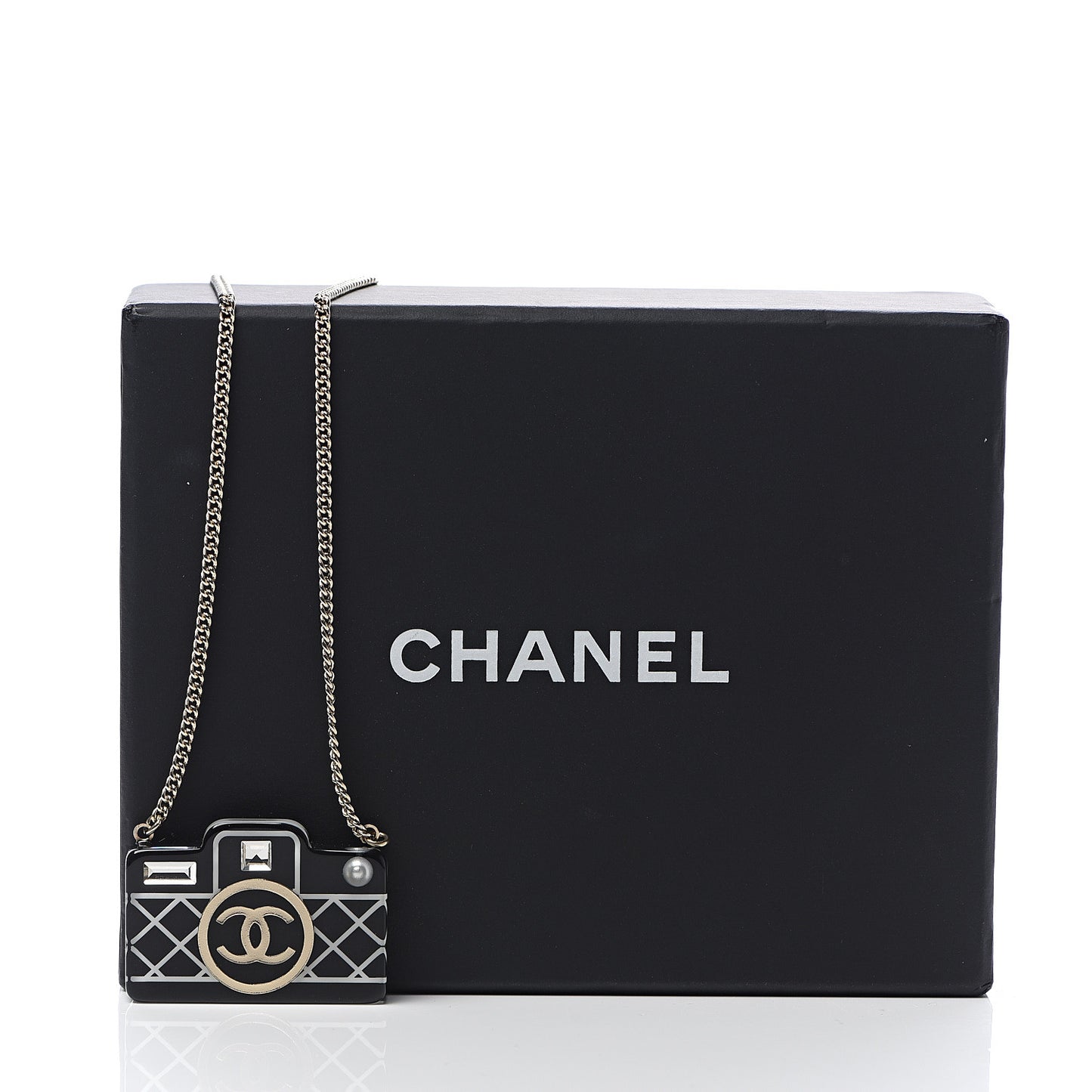 Resin Camera CC Necklace Black Gold