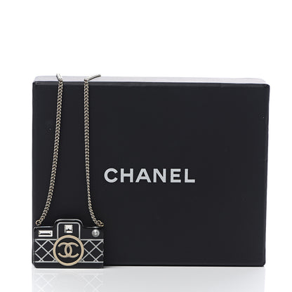 Chanel Resin Camera CC Necklace Black Gold 4 of 4