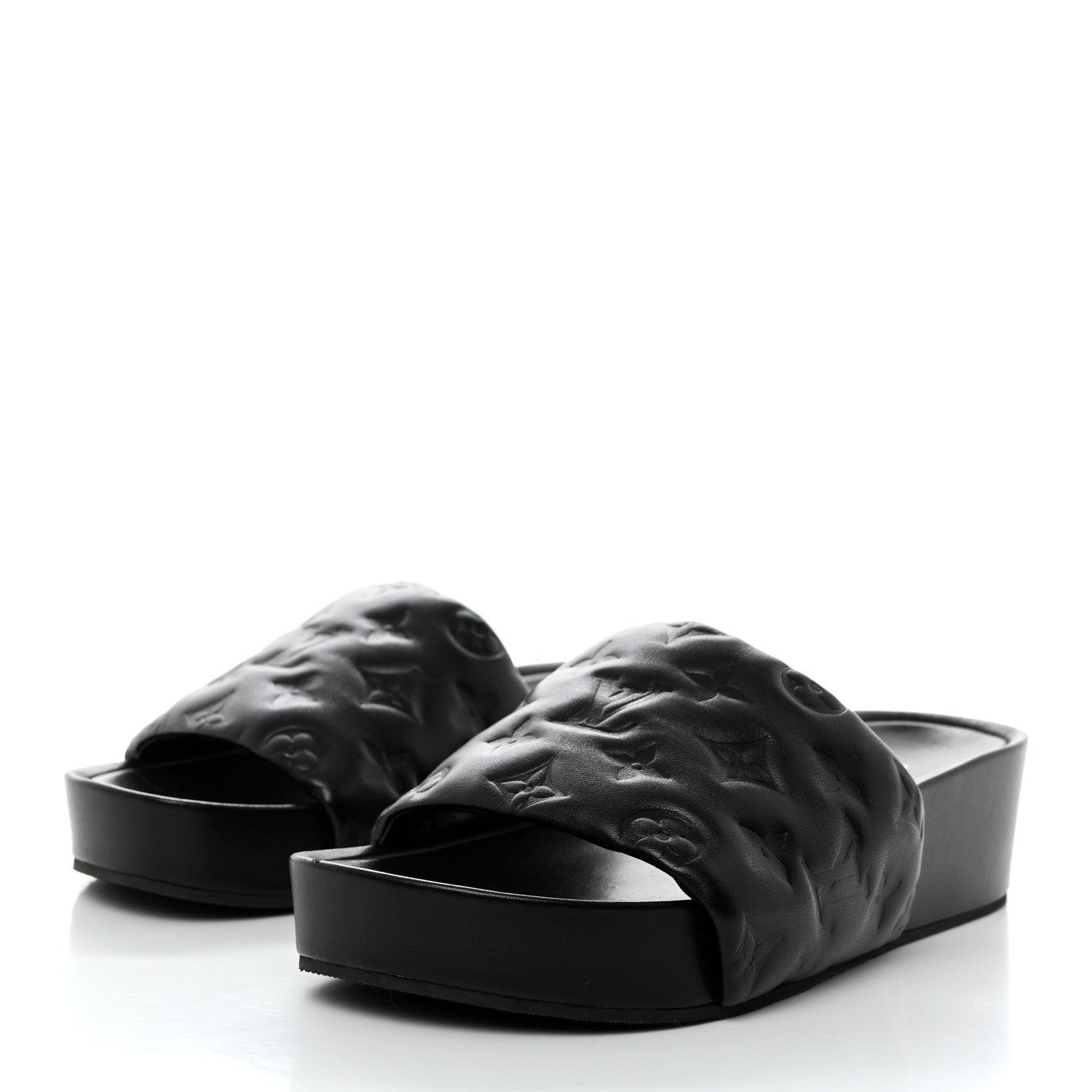 Louis Vuitton Lambskin Embossed Monogram Jumbo Flatform Mule Sandals 40 Black 3 of 9